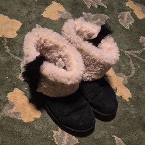 UGG Black and Cream Winter Boots